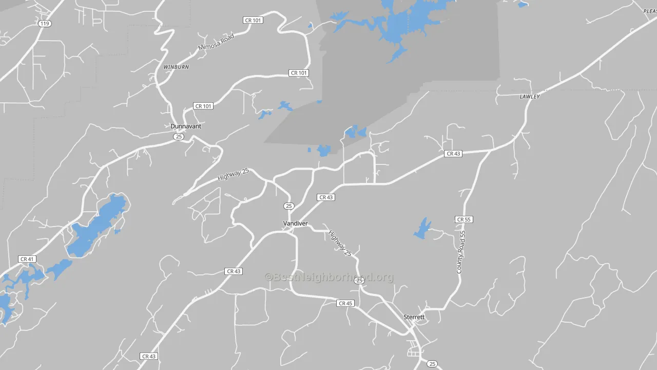 Bike Grade map of Vandiver, AL