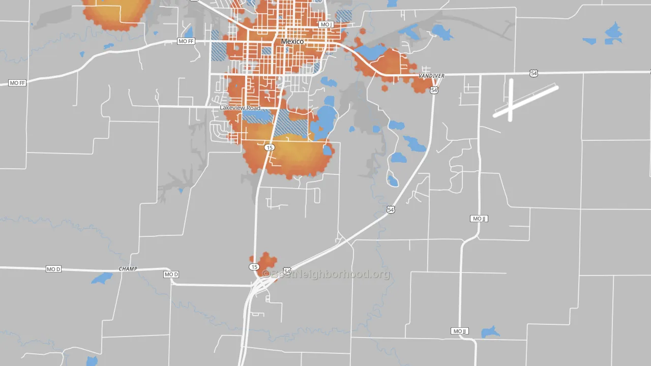 Bike Grade map of Vandiver, MO