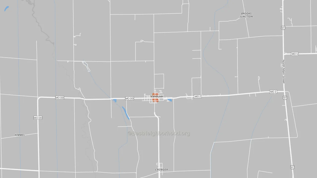 Bike Grade map of Vanduser, MO