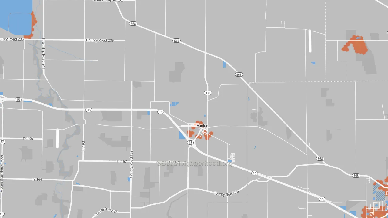 Bike Grade map of Vanlue, OH