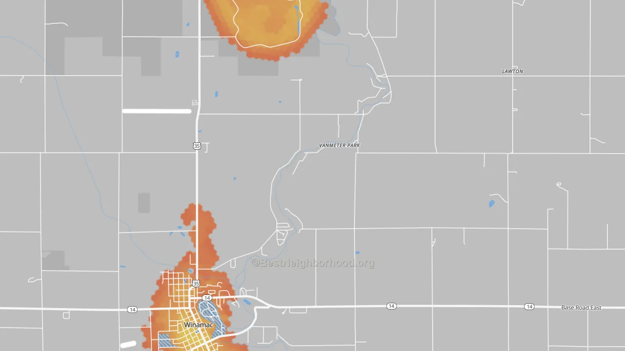 Bike Grade map of Vanmeter Park, IN