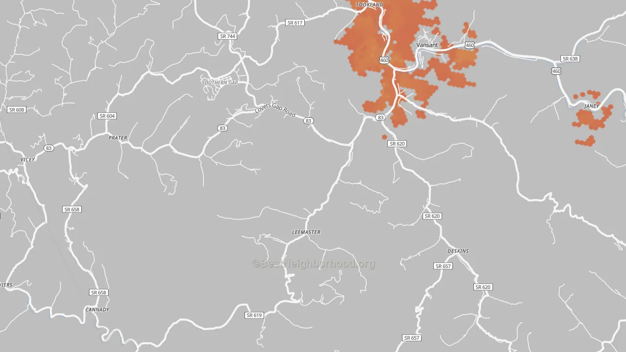 Bike Grade map of Vansant, VA
