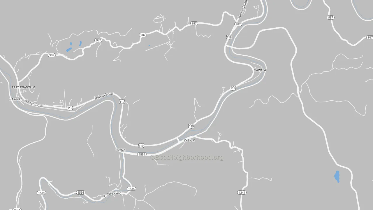 Bike Grade map of Varilla, KY