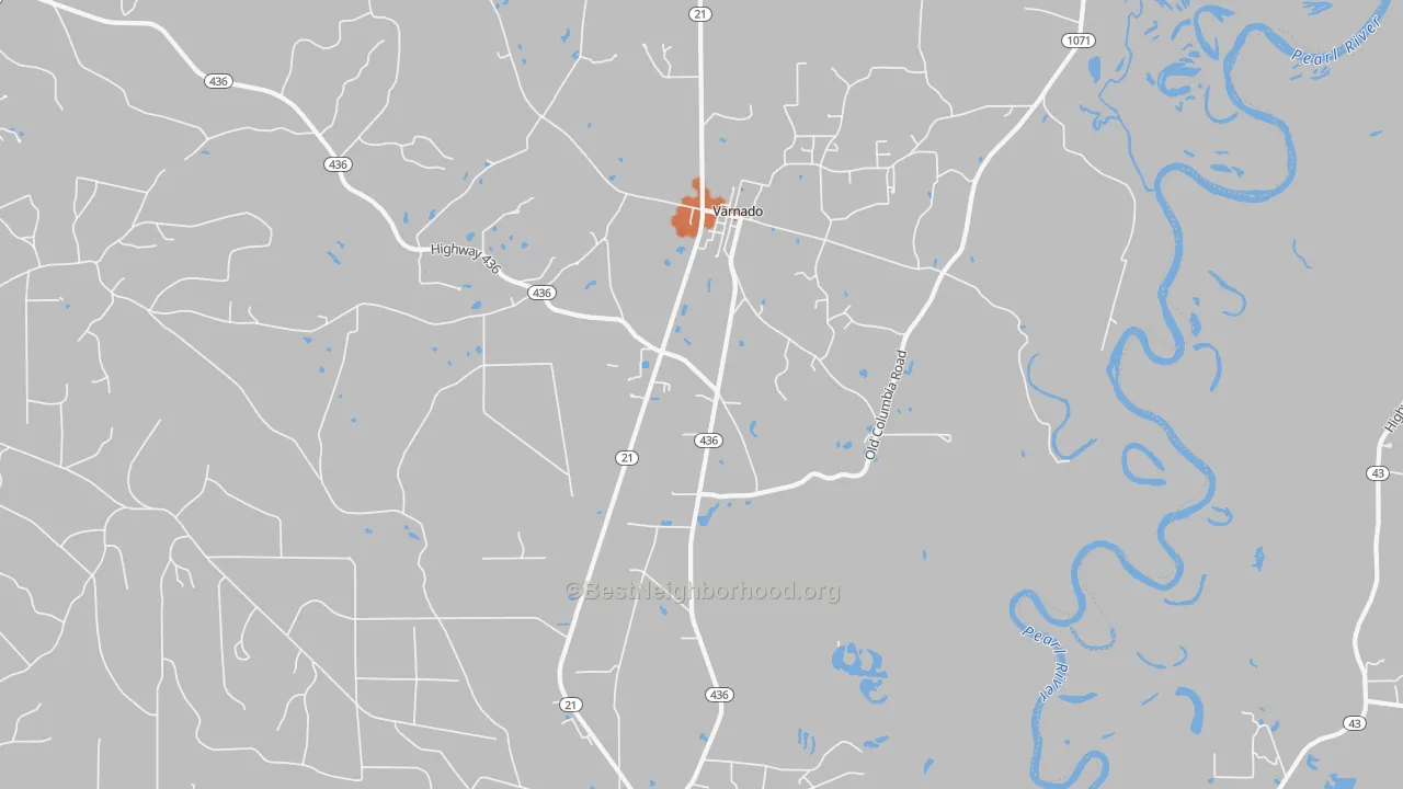 Bike Grade map of Varnado, LA