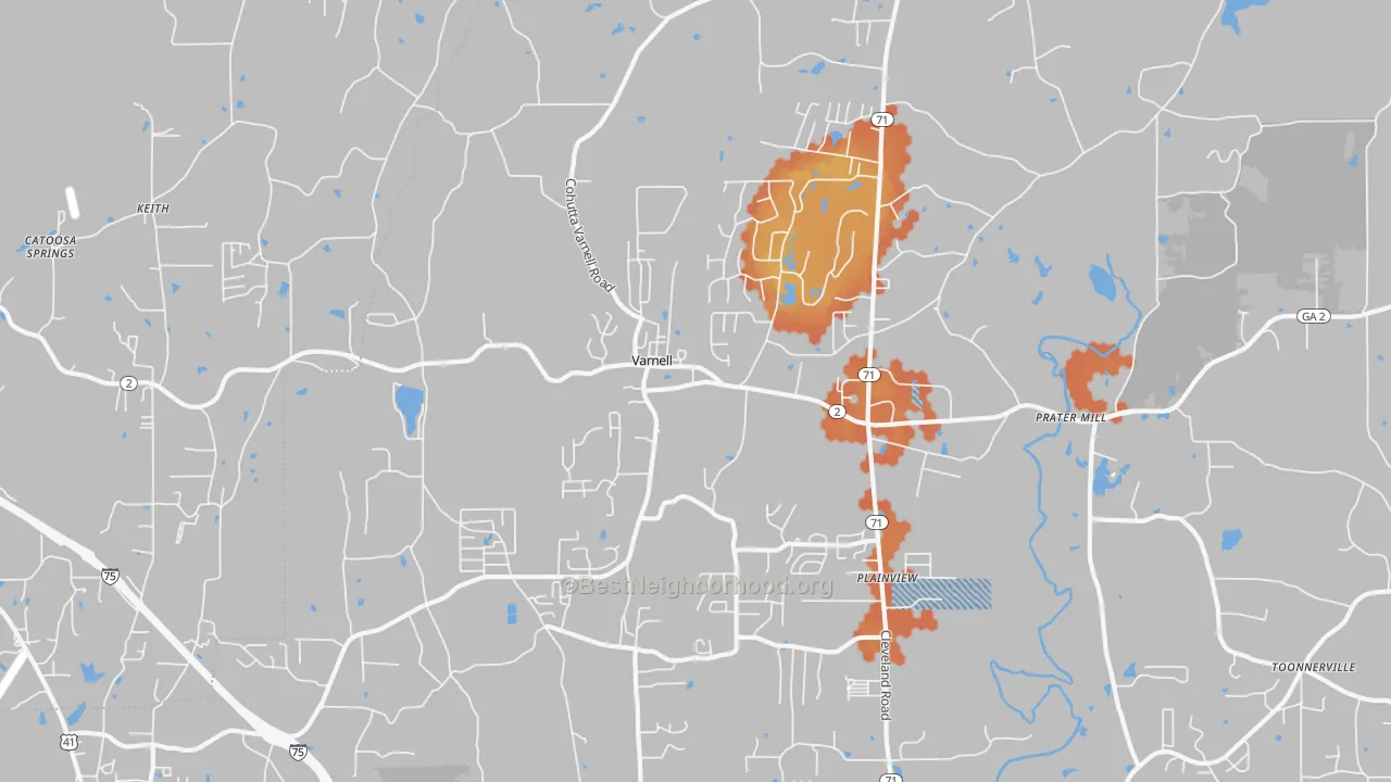 Bike Grade map of Varnell, GA
