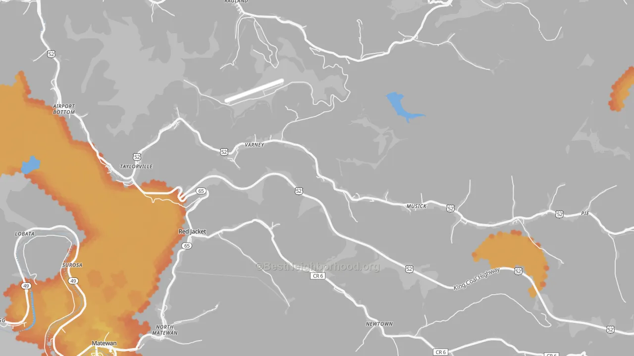 Bike Grade map of Varney, WV
