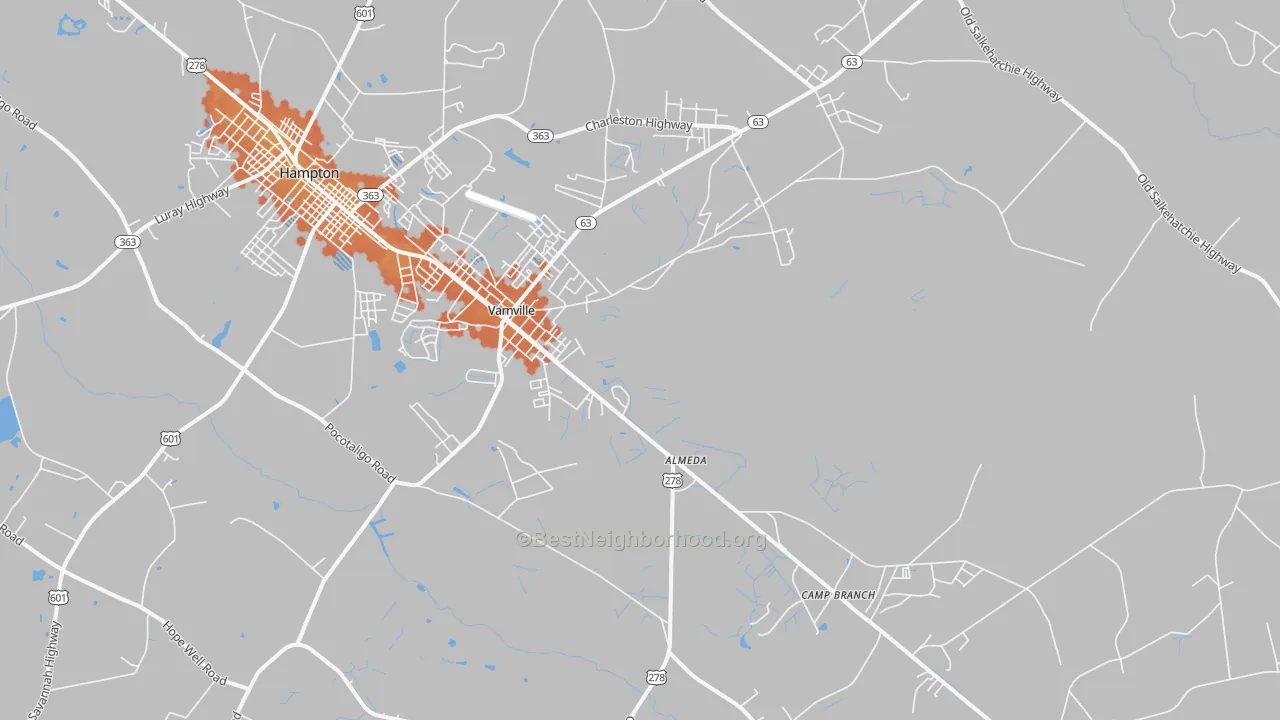 Bike Grade map of Varnville, SC
