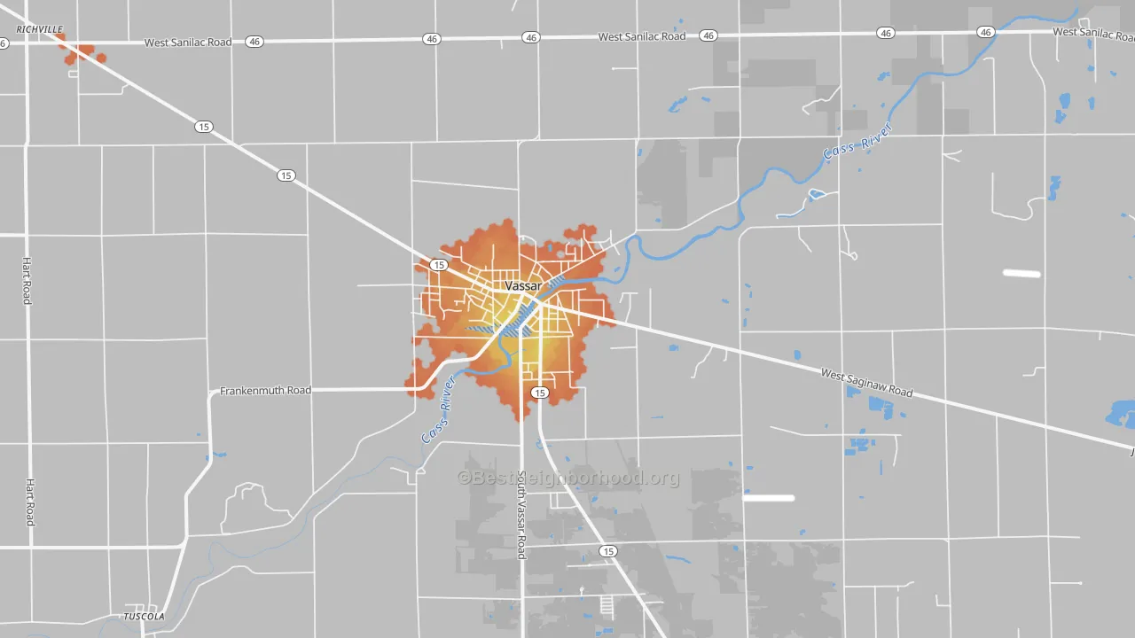 Bike Grade map of Vassar, MI