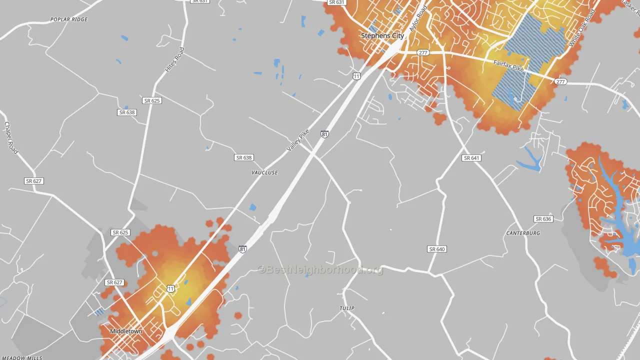 Bike Grade map of Vaucluse, VA