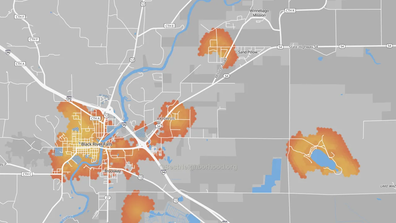 Bike Grade map of Vaudreuil, WI