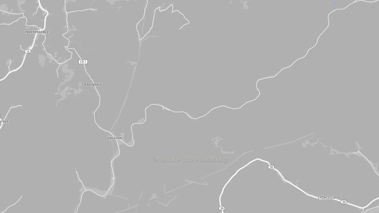Bike Grade map of Vaughan, WV