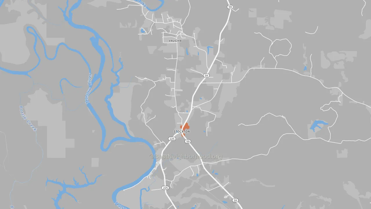 Bike Grade map of Vaughn, AL