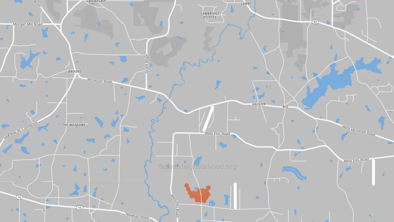 Bike Grade map of Vaughn, GA