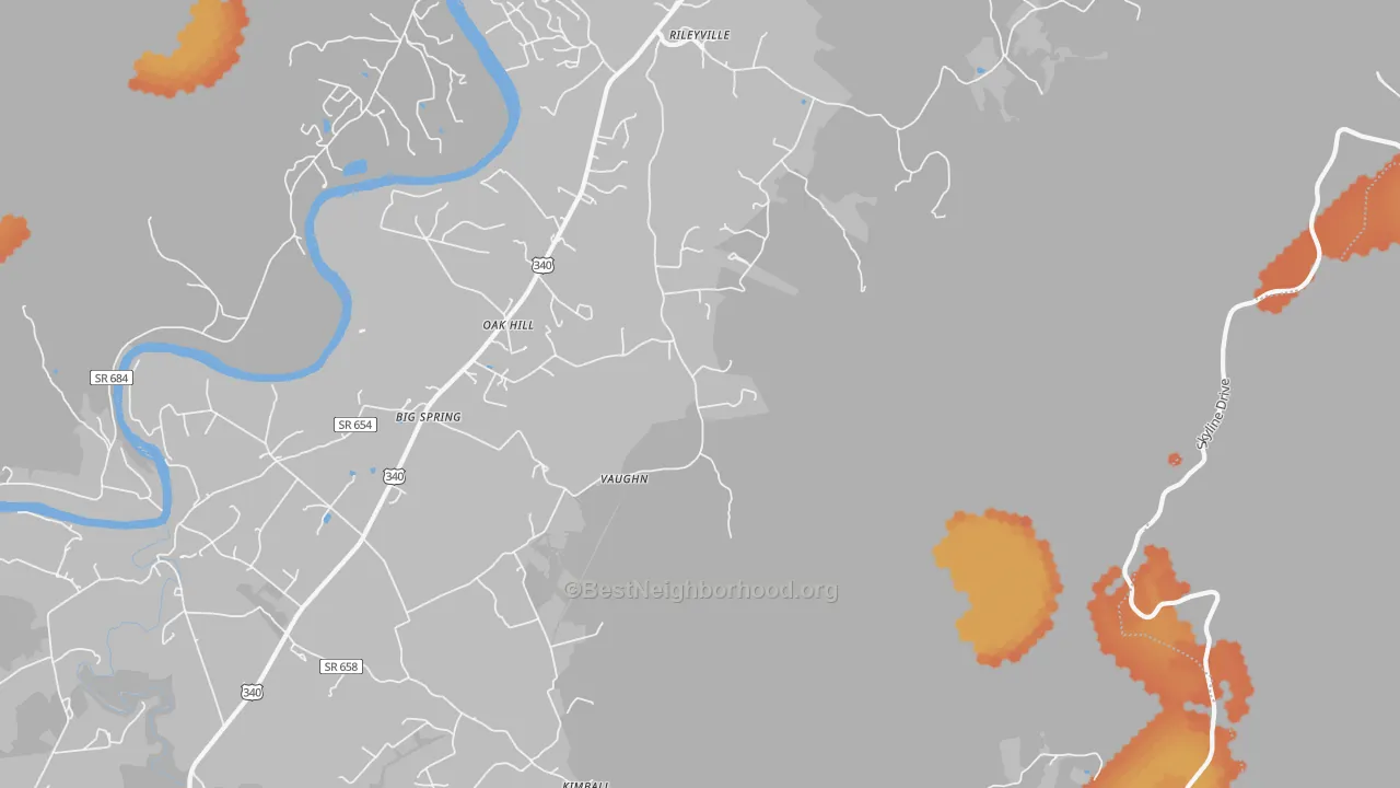 Bike Grade map of Vaughn, VA