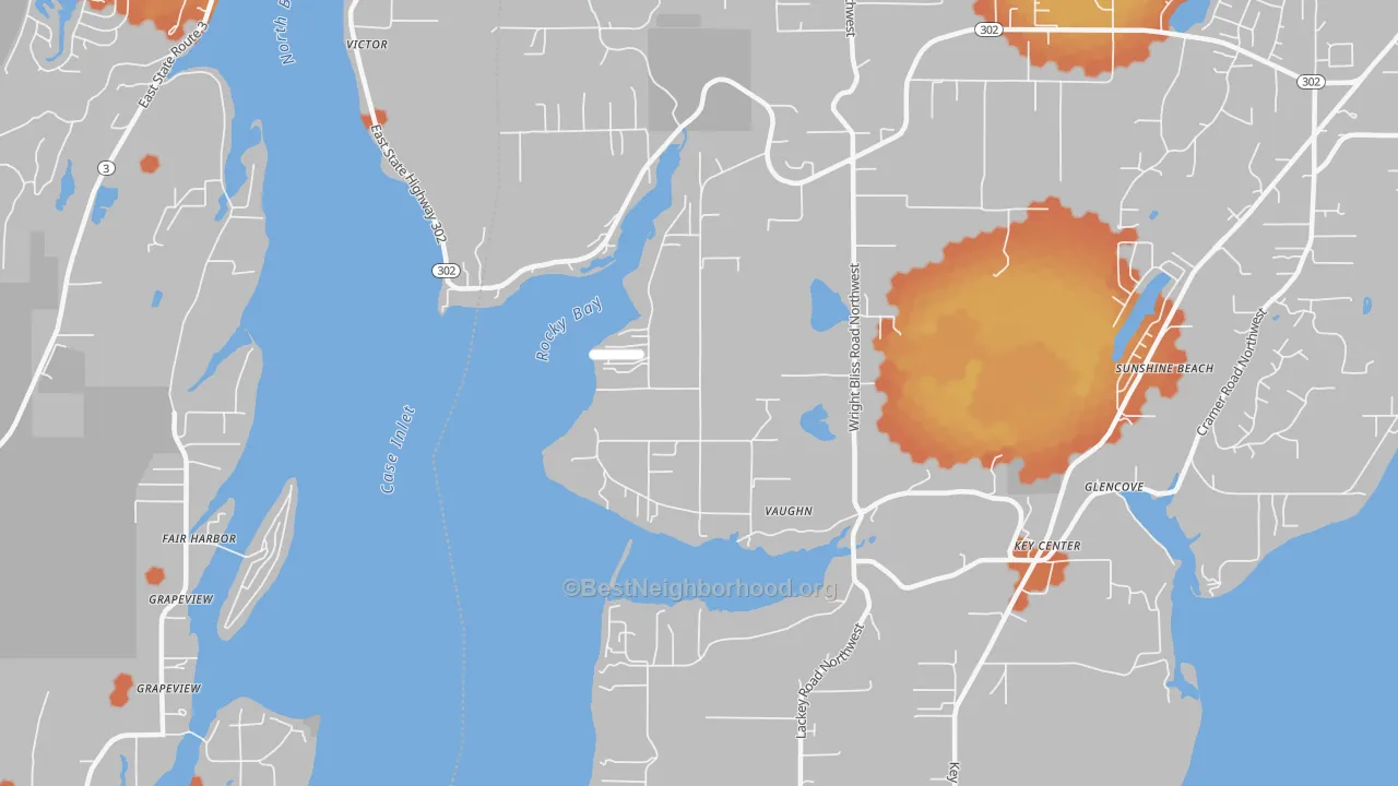 Bike Grade map of Vaughn, WA
