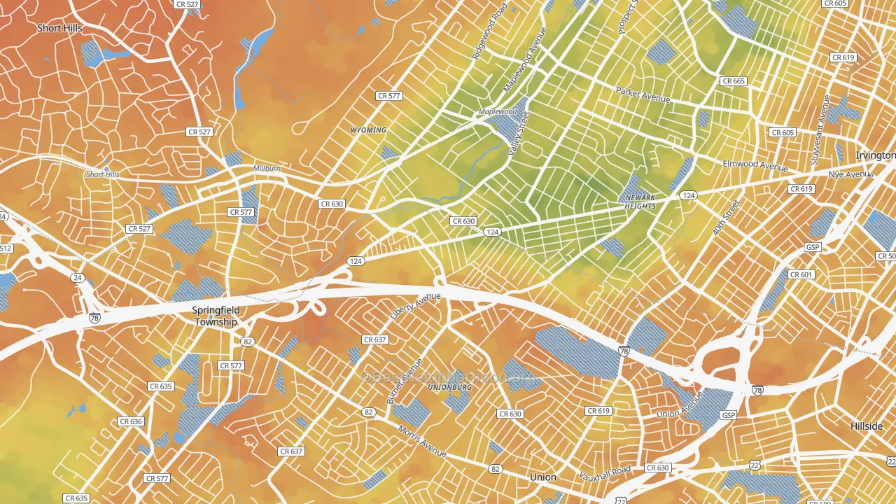 Bike Grade map of Vauxhall, NJ