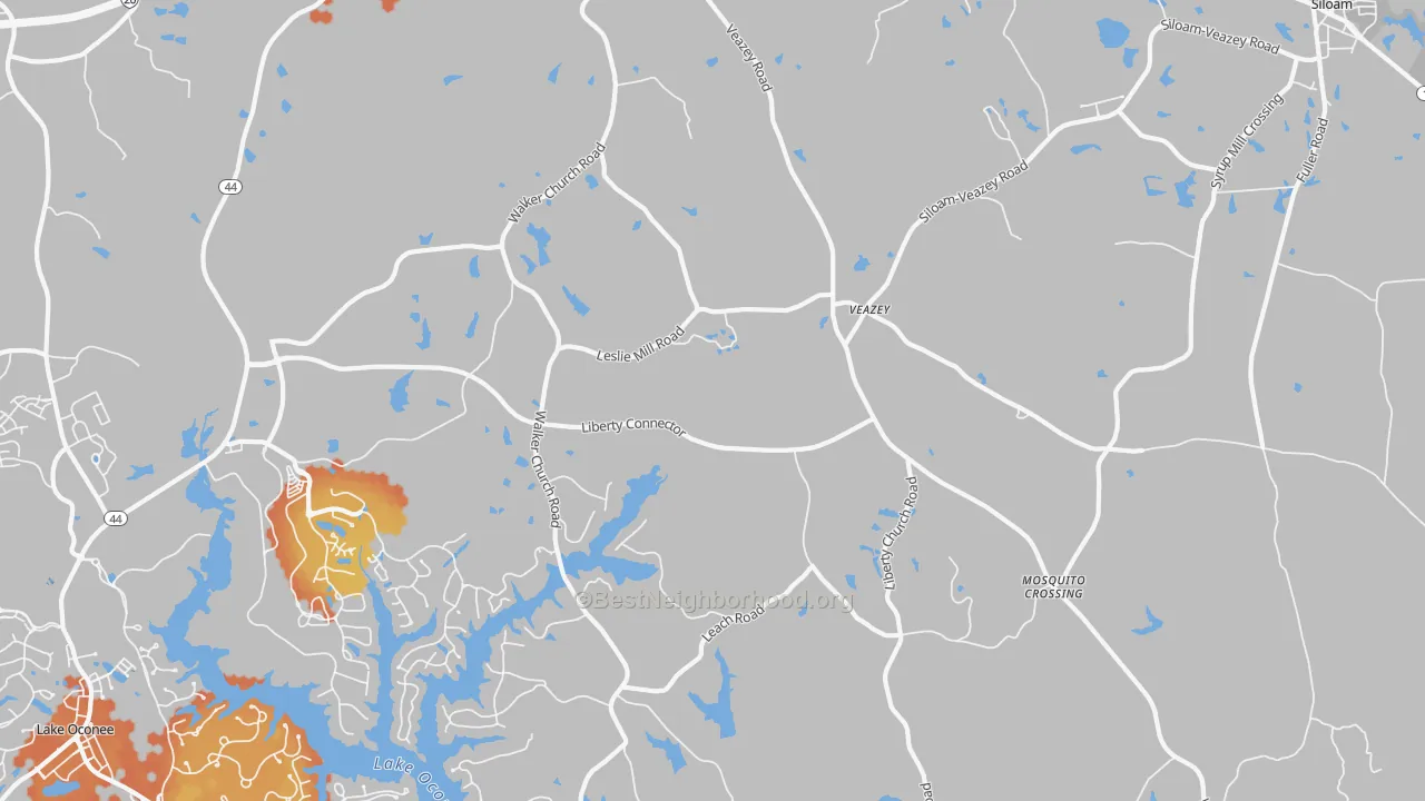 Bike Grade map of Veazey, GA