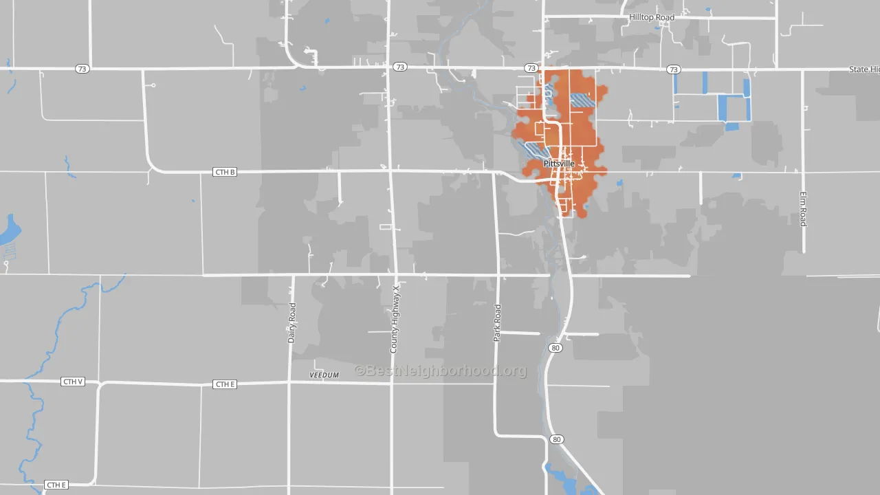 Bike Grade map of Veedum, WI