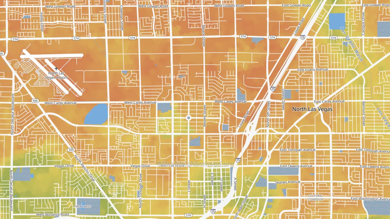 Bike Grade map of Vegas Heights, North Las Vegas, NV