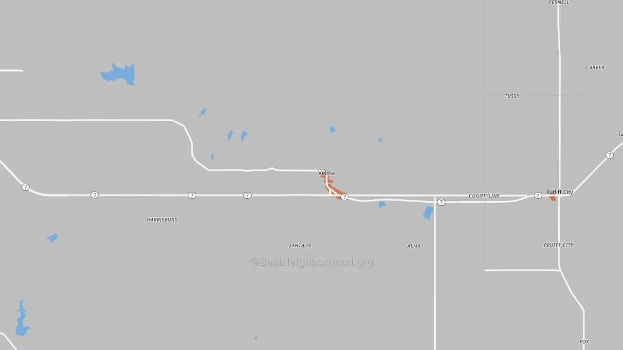Bike Grade map of Velma, OK