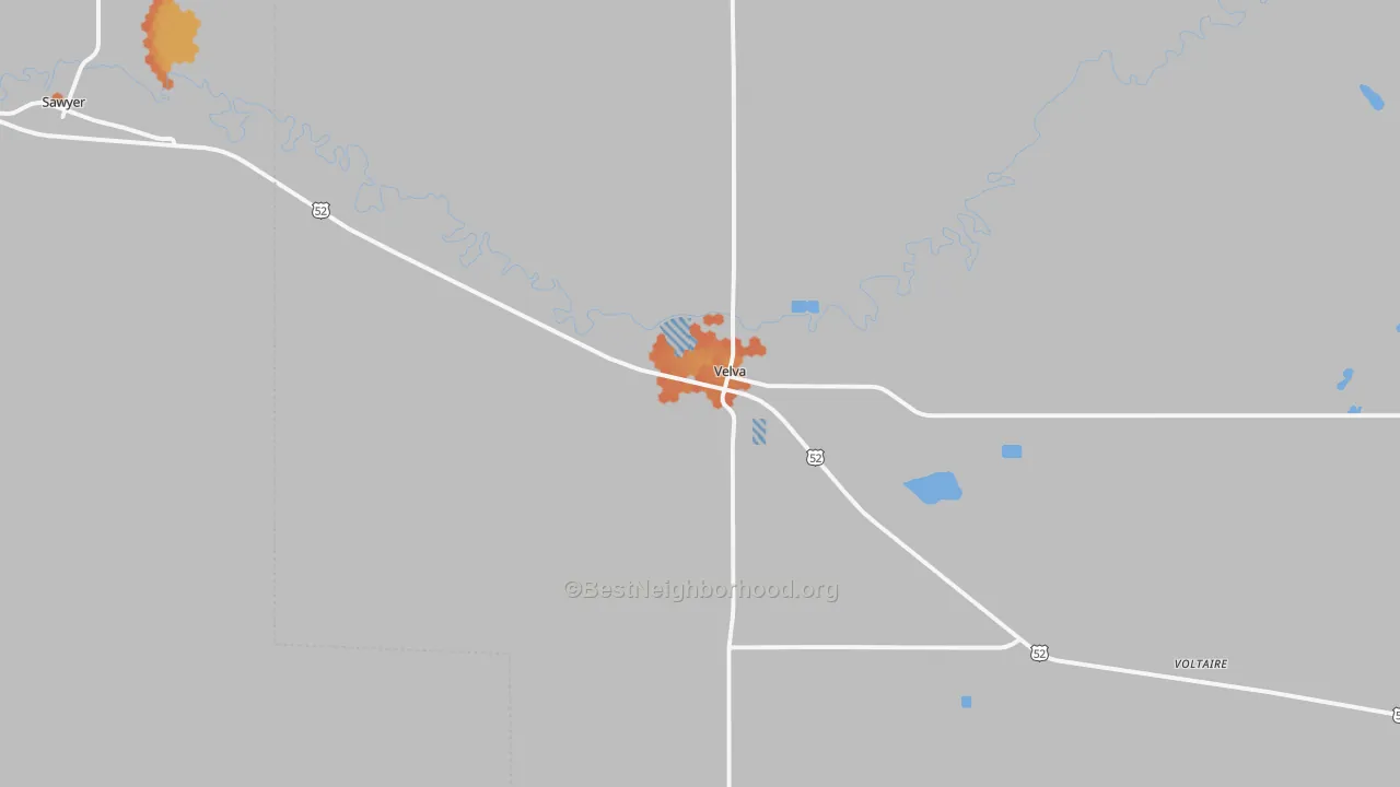 Bike Grade map of Velva, ND