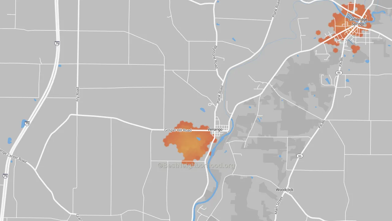 Bike Grade map of Venango, PA