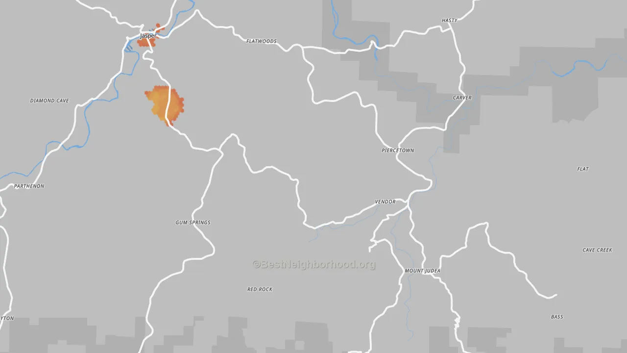 Bike Grade map of Vendor, AR