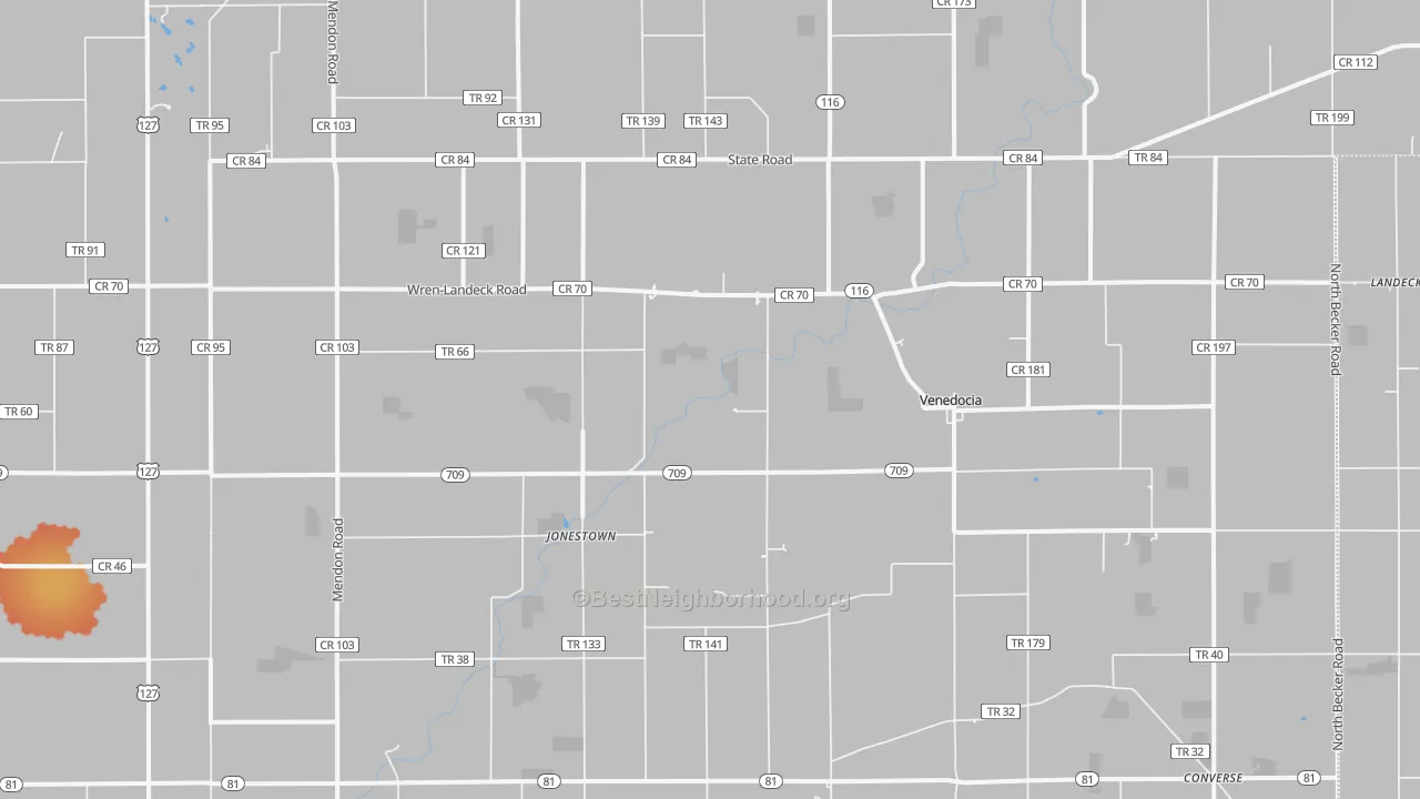 Bike Grade map of Venedocia, OH