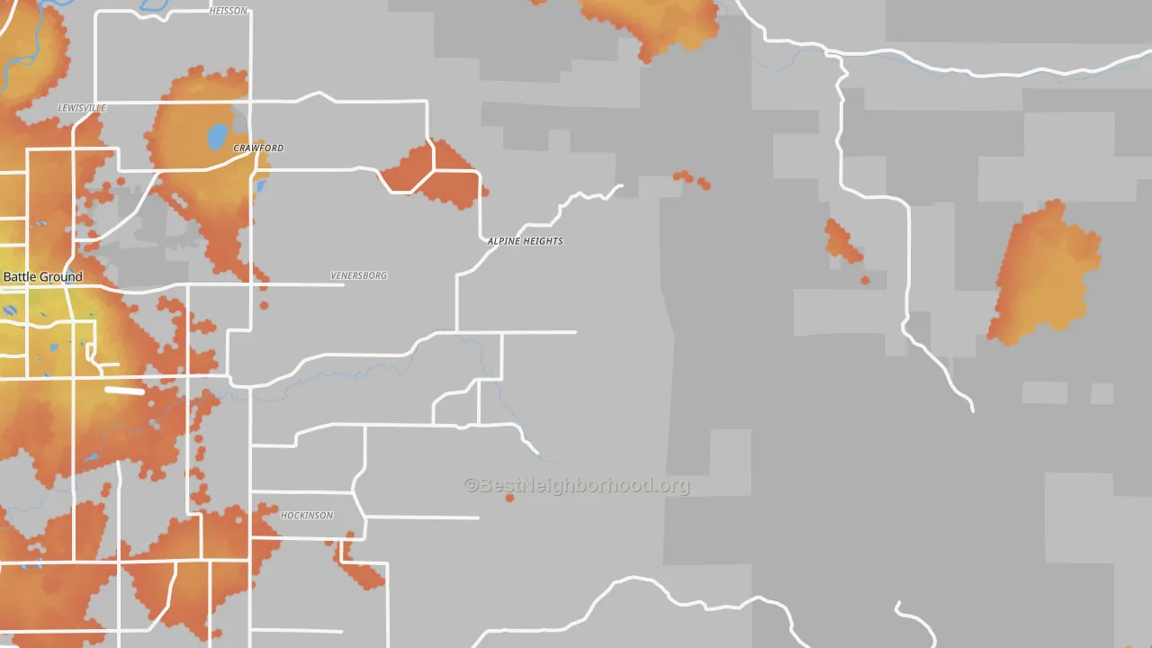 Bike Grade map of Venersborg, WA