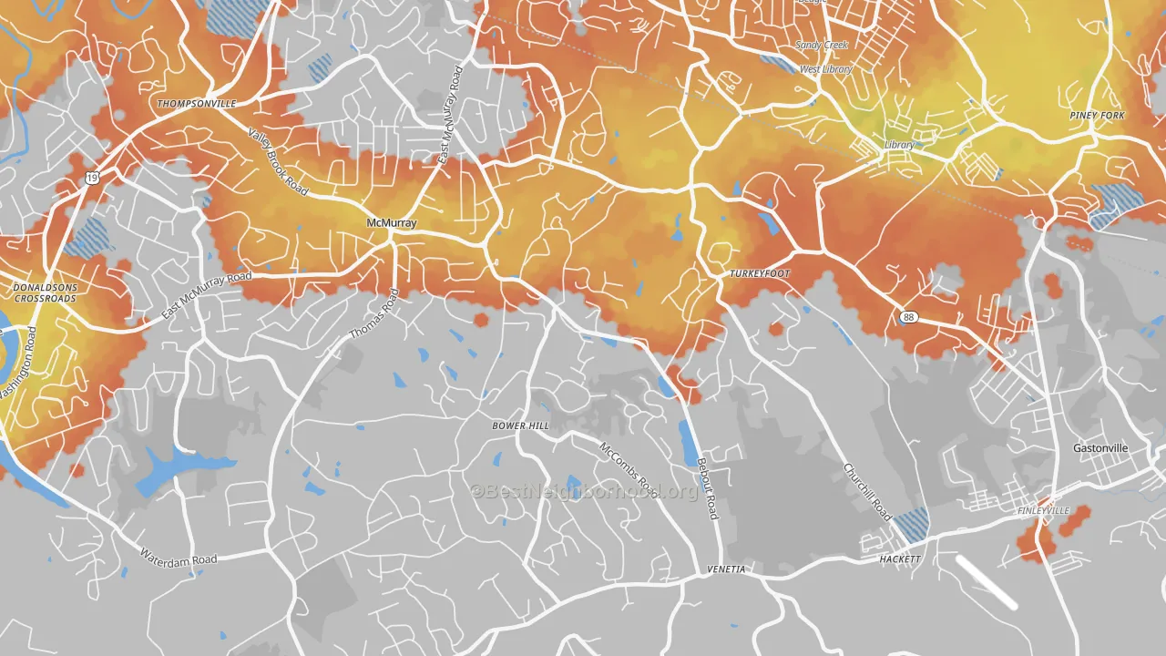 Bike Grade map of Venetia, PA