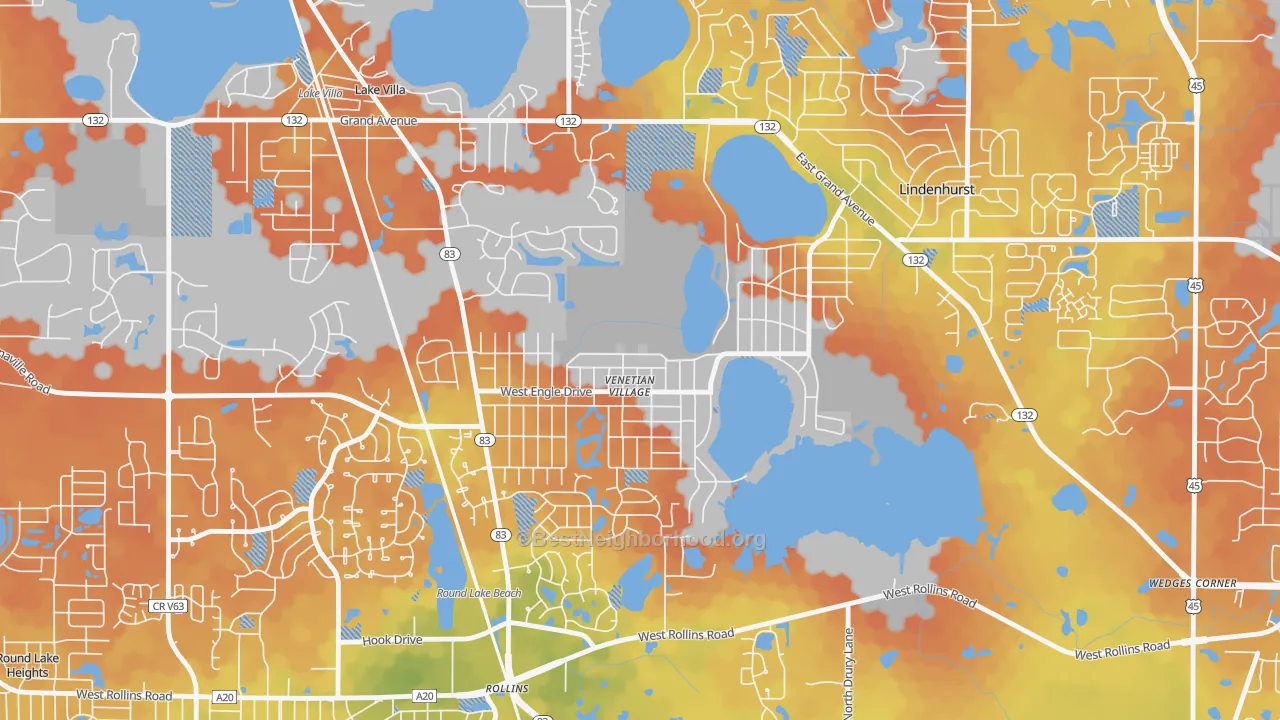 Bike Grade map of Venetian Village, IL