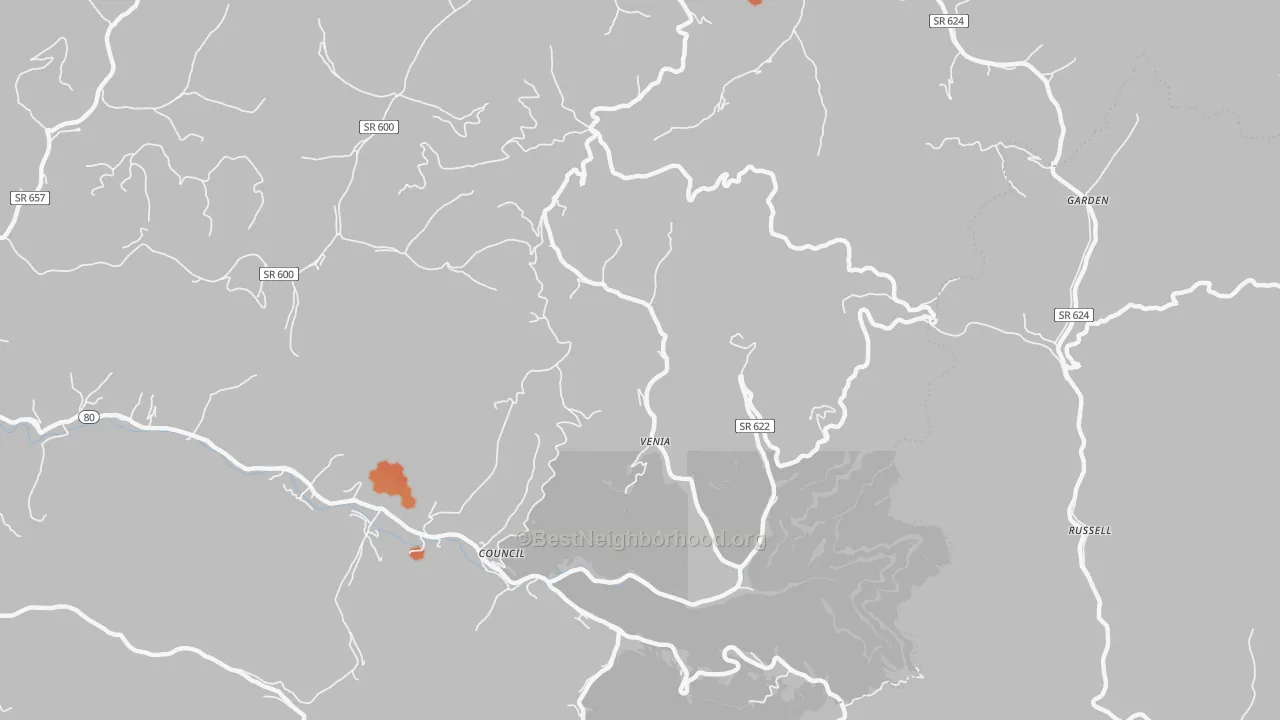 Bike Grade map of Venia, VA