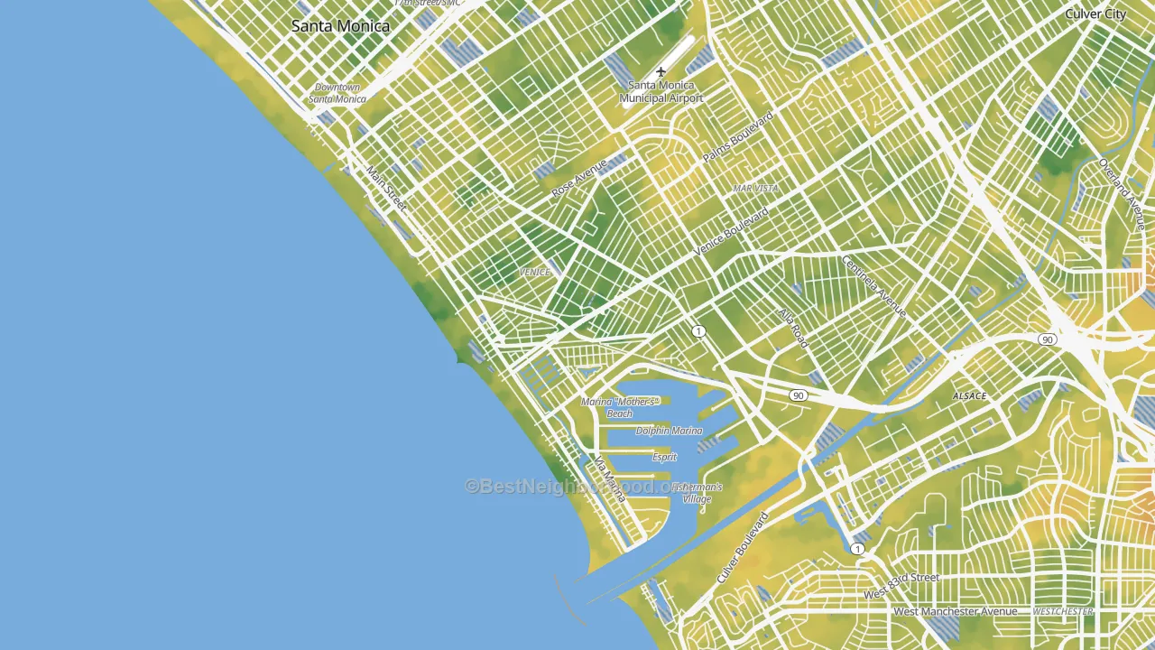 Bike Grade map of Venice, CA