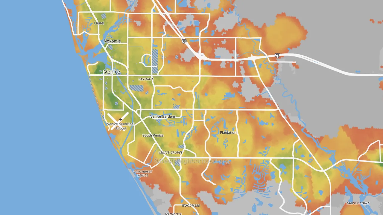 Bike Grade map of Venice, FL