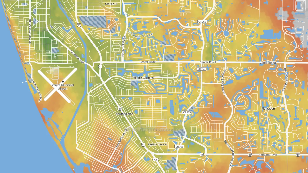 Bike Grade map of Venice Gardens, FL