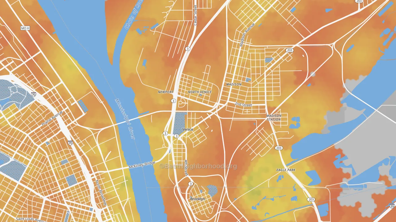 Bike Grade map of Venice, IL