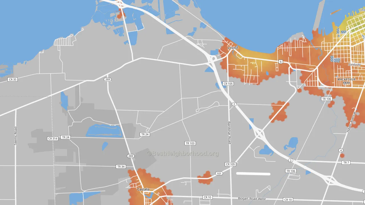Bike Grade map of Venice, OH