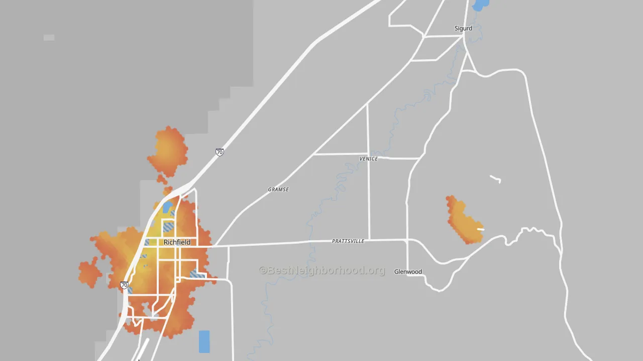 Bike Grade map of Venice, UT