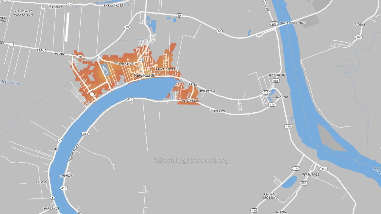 Bike Grade map of Ventress, LA