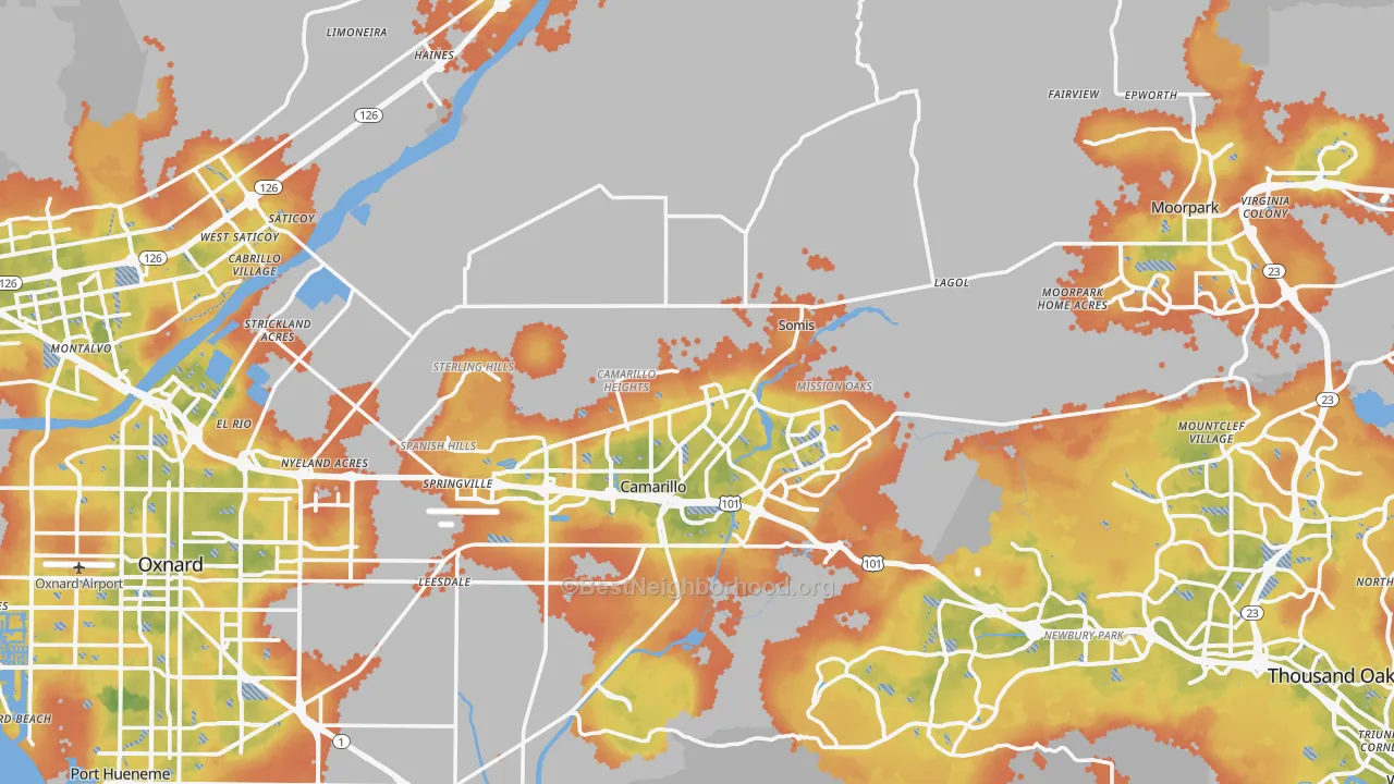 Bike Grade map of Ventura County, CA