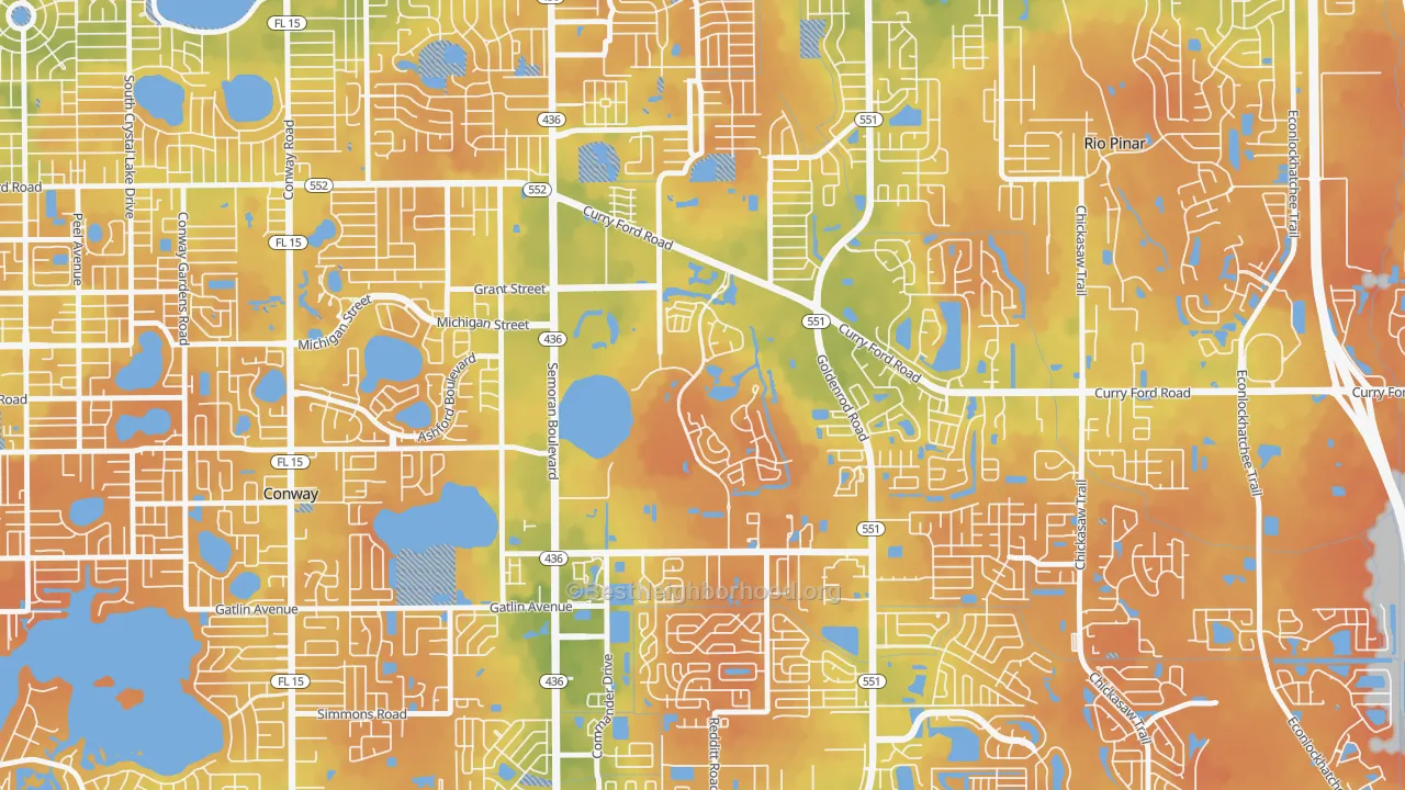 Bike Grade map of Ventura, Orlando, FL