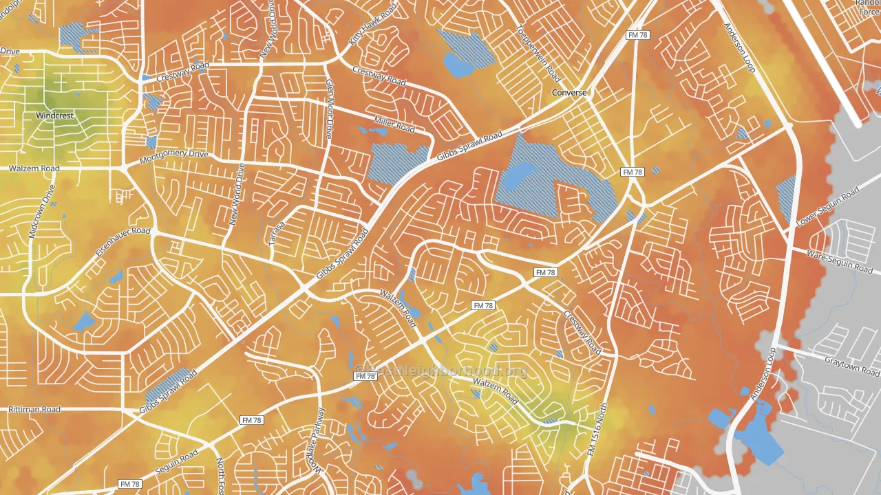 Bike Grade map of Ventura, San Antonio, TX