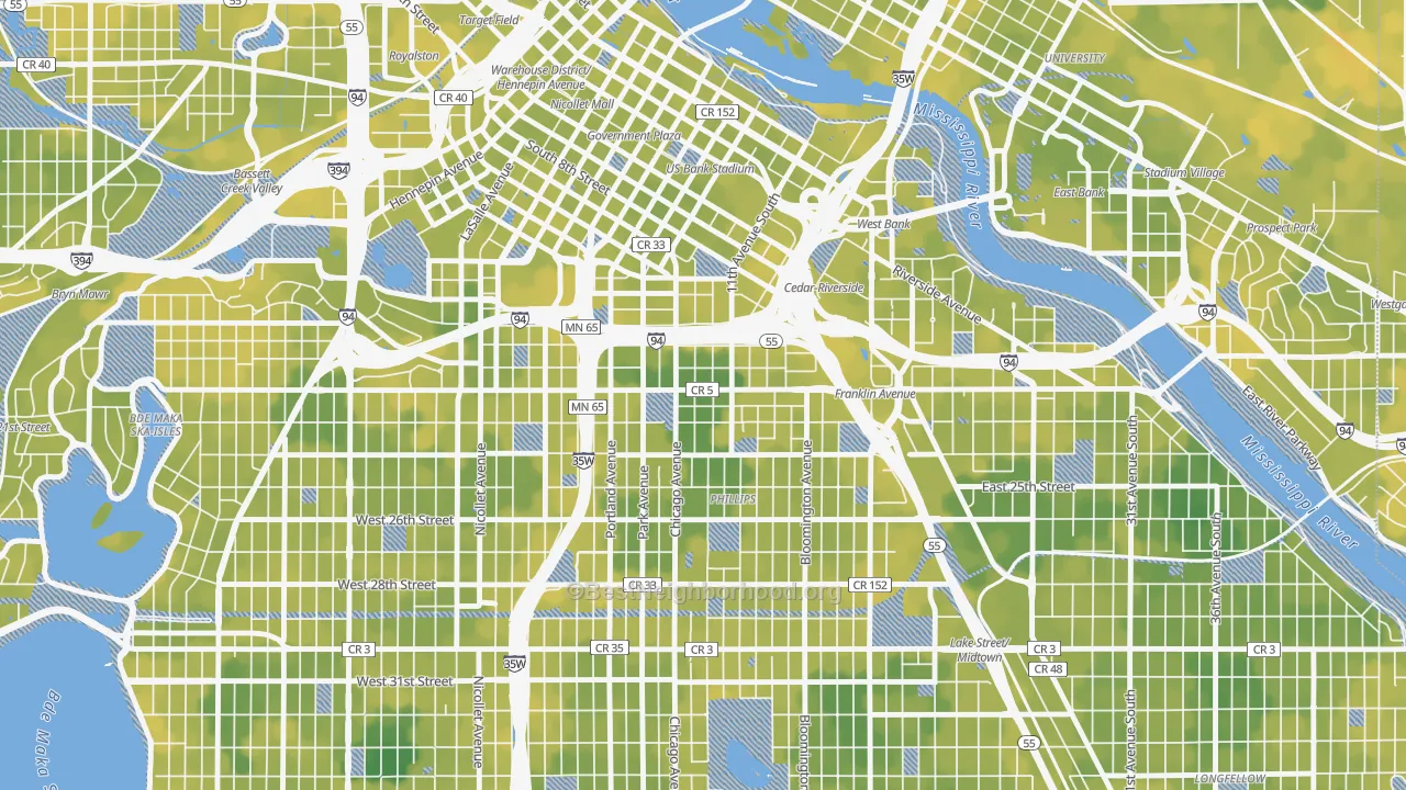 Bike Grade map of Ventura Village, Minneapolis, MN