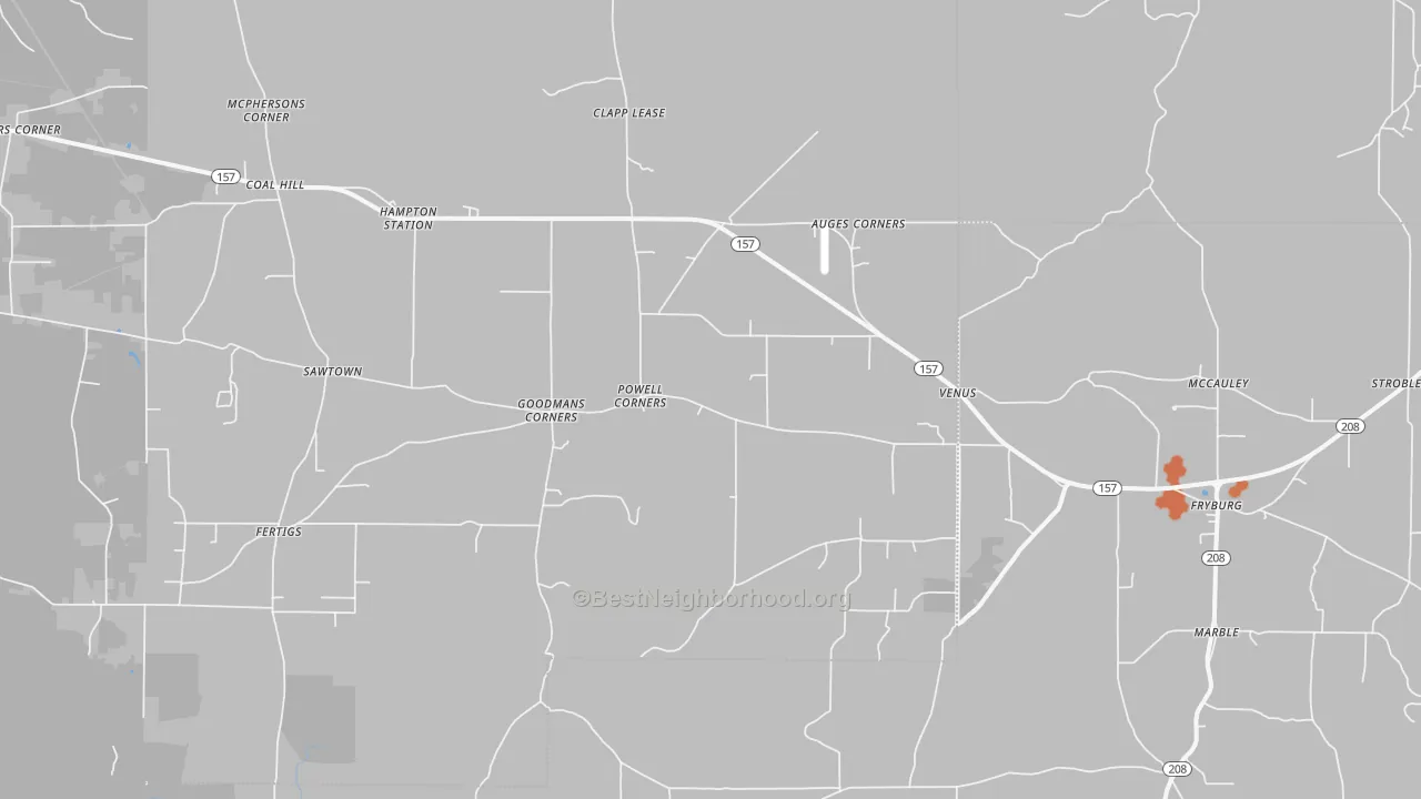 Bike Grade map of Venus, PA