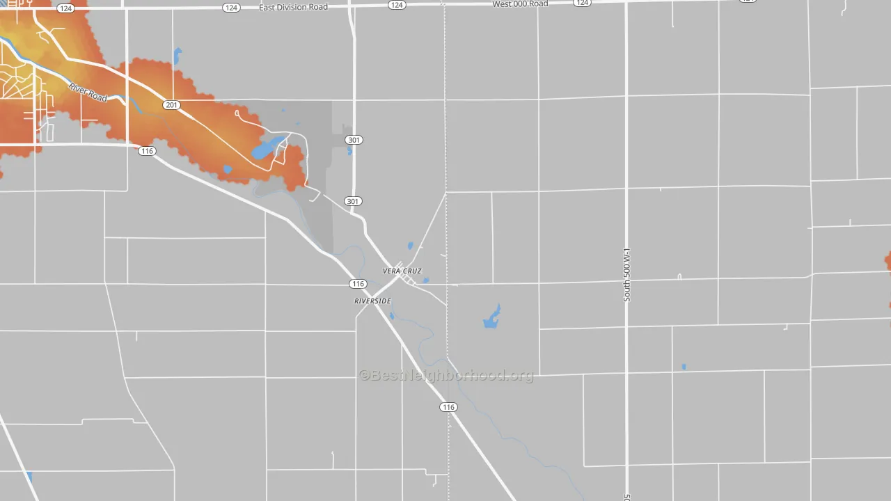 Bike Grade map of Vera Cruz, IN
