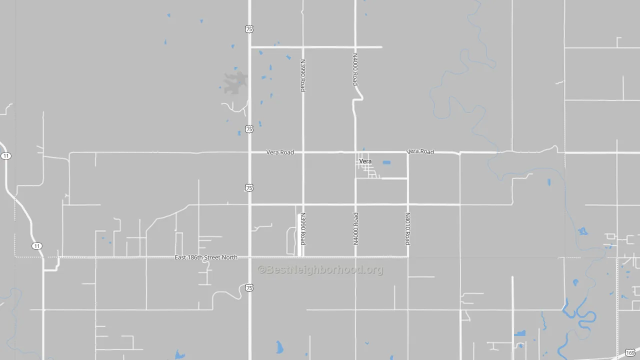 Bike Grade map of Vera, OK