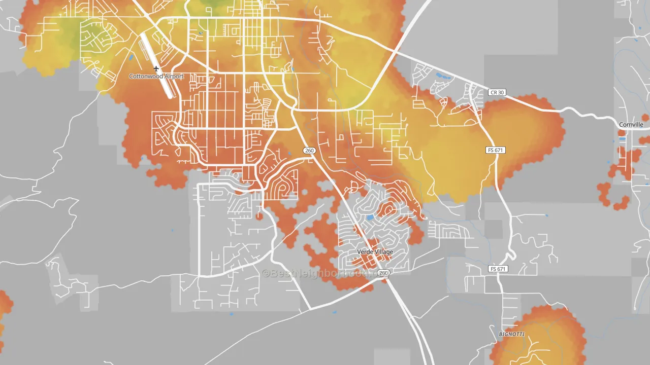 Bike Grade map of Verde Village, AZ