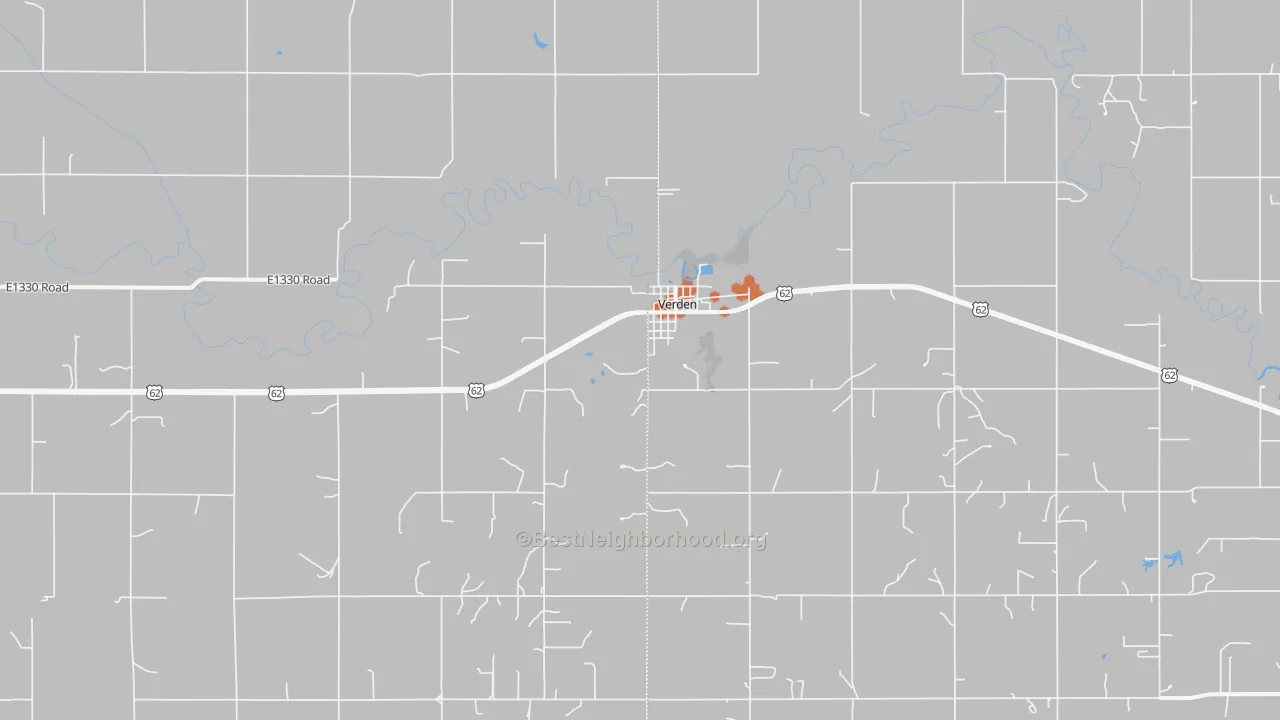 Bike Grade map of Verden, OK