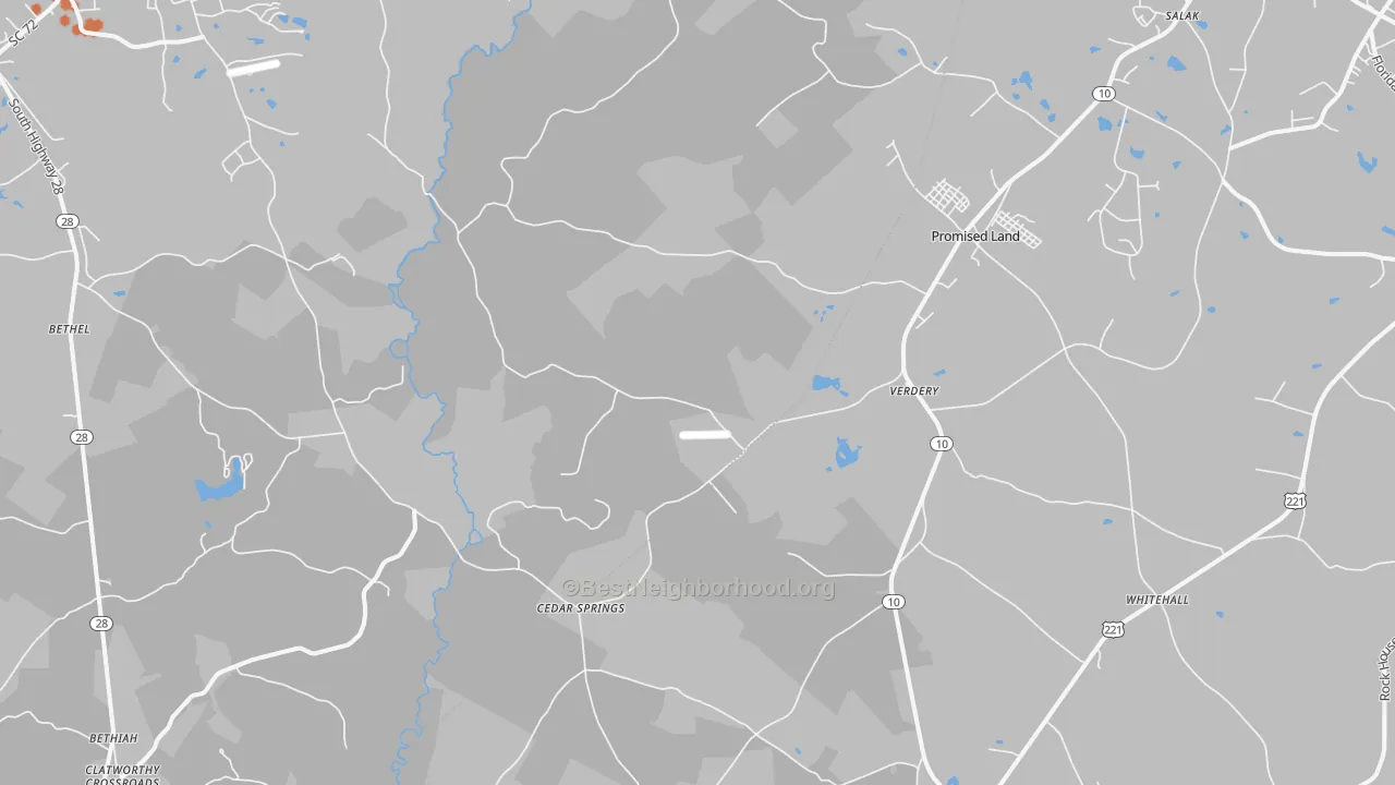 Bike Grade map of Verdery, SC