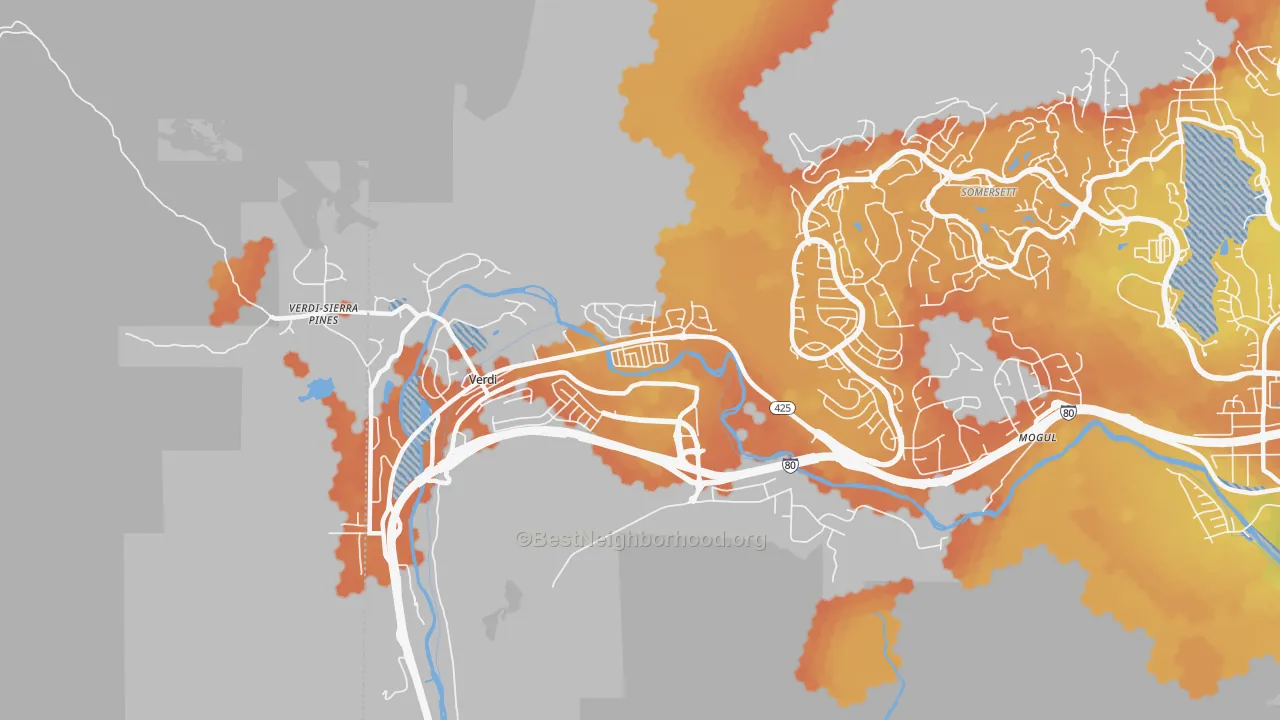 Bike Grade map of Verdi, NV
